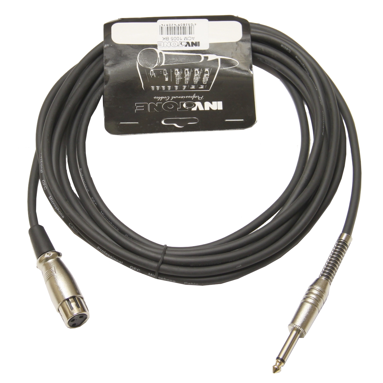 INVOTONE ACM1005/BK - микрофонный кабель, 6,3 джек моно - XLR (мама), 5 метров (черный)