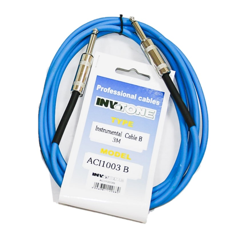 INVOTONE ACI1003/B - инструментальный кабель, 6,3 джек моно <-> 6,3 джек моно, длина 3 м (синий)