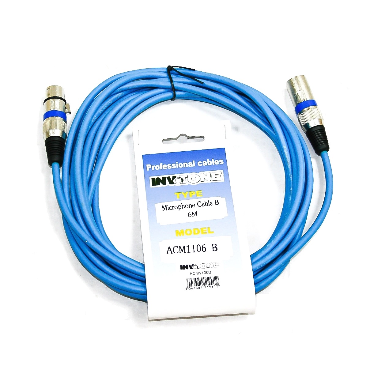 INVOTONE ACM1106/B - микрофонный кабель, XLR(папа) <-> XLR(мама),  длина 6 м (синий)
