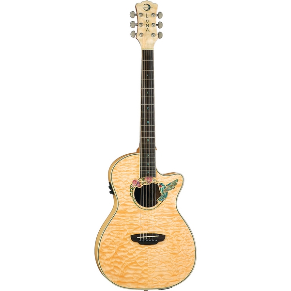 LUNA FAU HUM - электроакустическая гитара,cut,клен,цвет натур, рисунок 