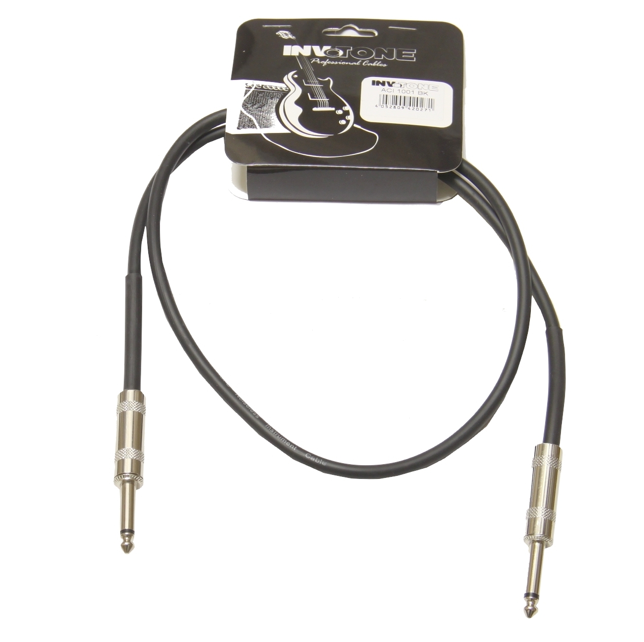 INVOTONE ACI1001/BK - инструментальный кабель, 6,3 джек моно <-> 6,3 джек моно, длина 1 м (черный)